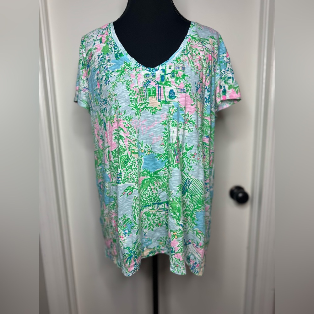 Lilly Pulitzer Women’s Etta Short Sleeve with Vibrant Multi Colored Print